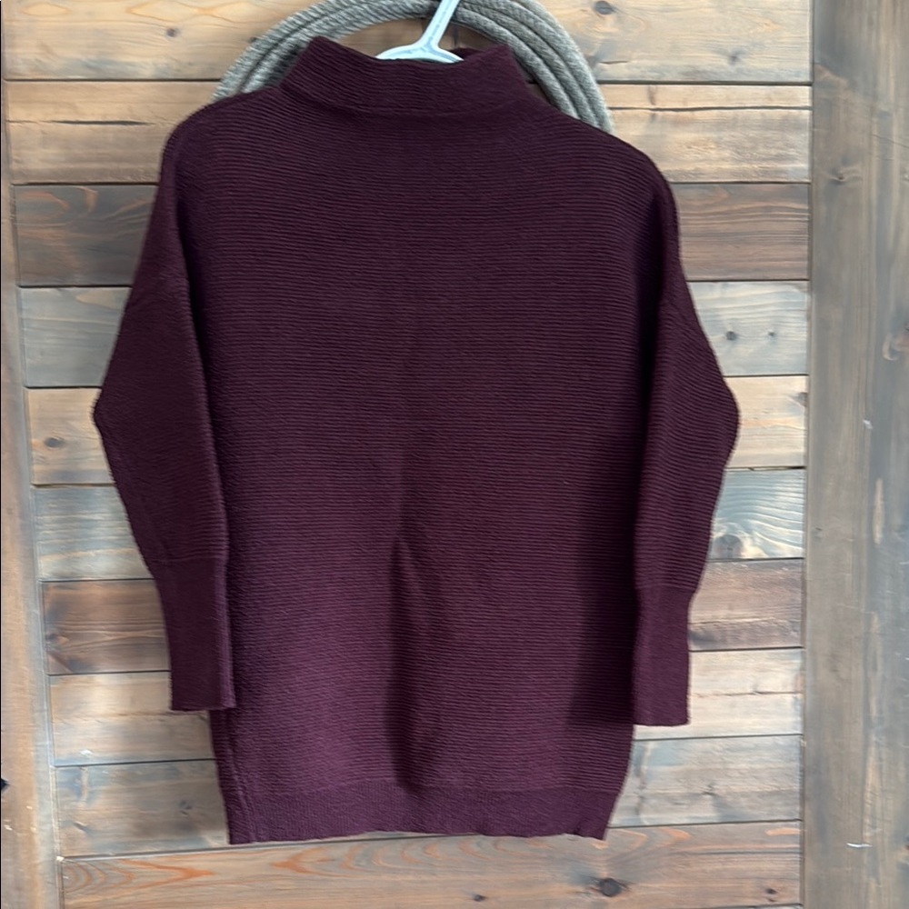 Cozy Red Cowl Neck Sweater with Ribbed Texture